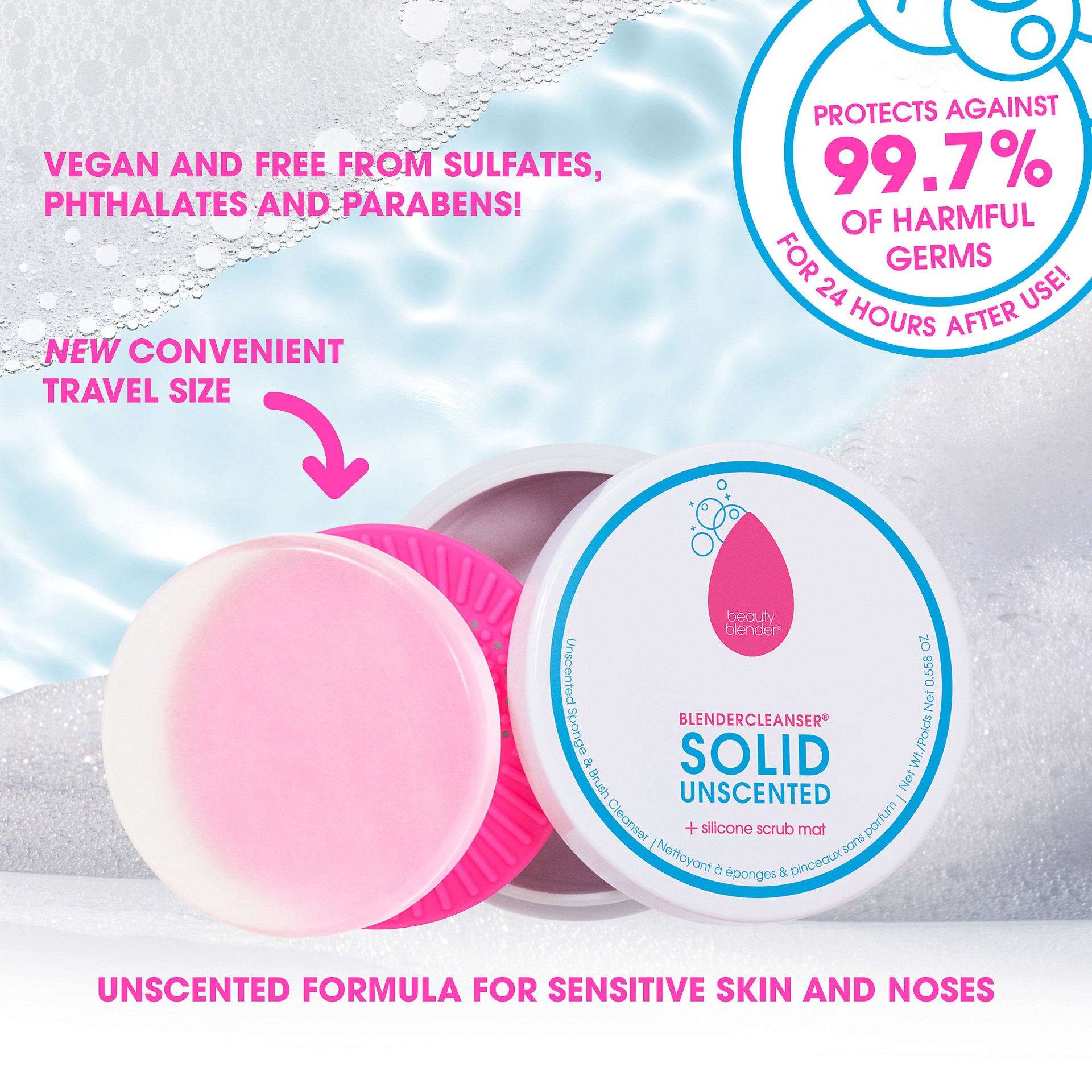 slide 3 of 3, Beautyblender Mini Blendercleanser® Solid- Unscented Unscented, 0.558 oz/  16.4 ml