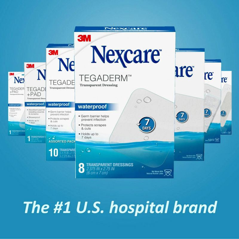 slide 4 of 9, Nexcare Tegaderm + Pad Transparent Dressing - Oval - 3.5" x 4.125" - 3ct, 3 ct