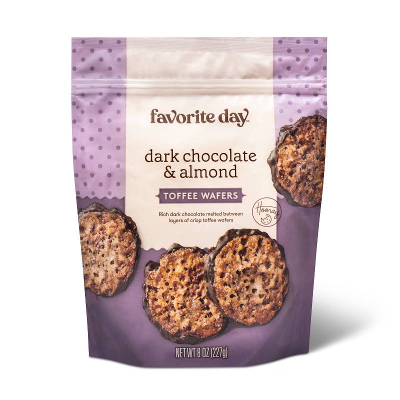 slide 1 of 3, Dark Chocolate Almond Toffee Wafer - 8oz - Favorite Day™, 8 oz