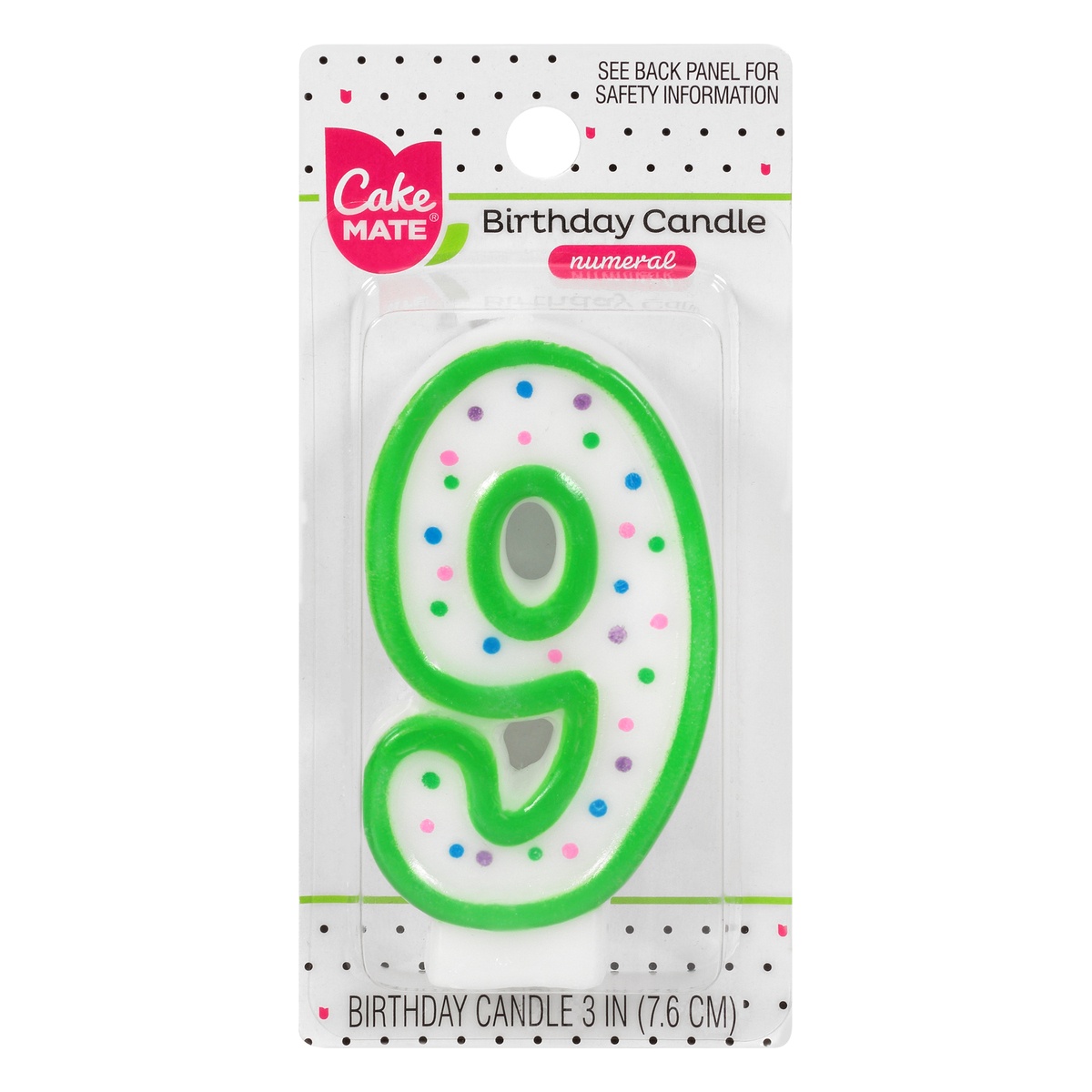 slide 1 of 1, Cake Mate Birthday Candle, Numeral, 9, 3 Inch, 1 ct