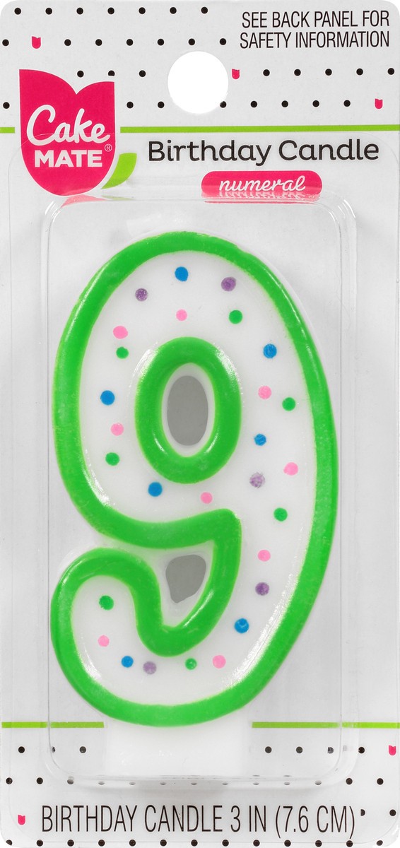 slide 1 of 9, Cake Mate 3 Inch 9 Numeral Birthday Candle 1 ea, 1 ct