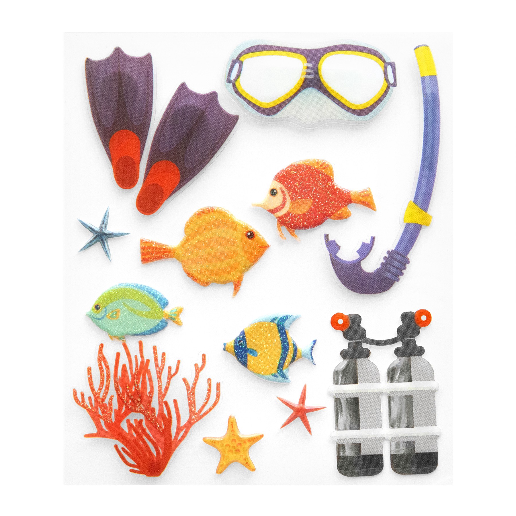 slide 6 of 6, Scuba Puffy 3d Stickers By Recollections, 4.5 in x 4 in