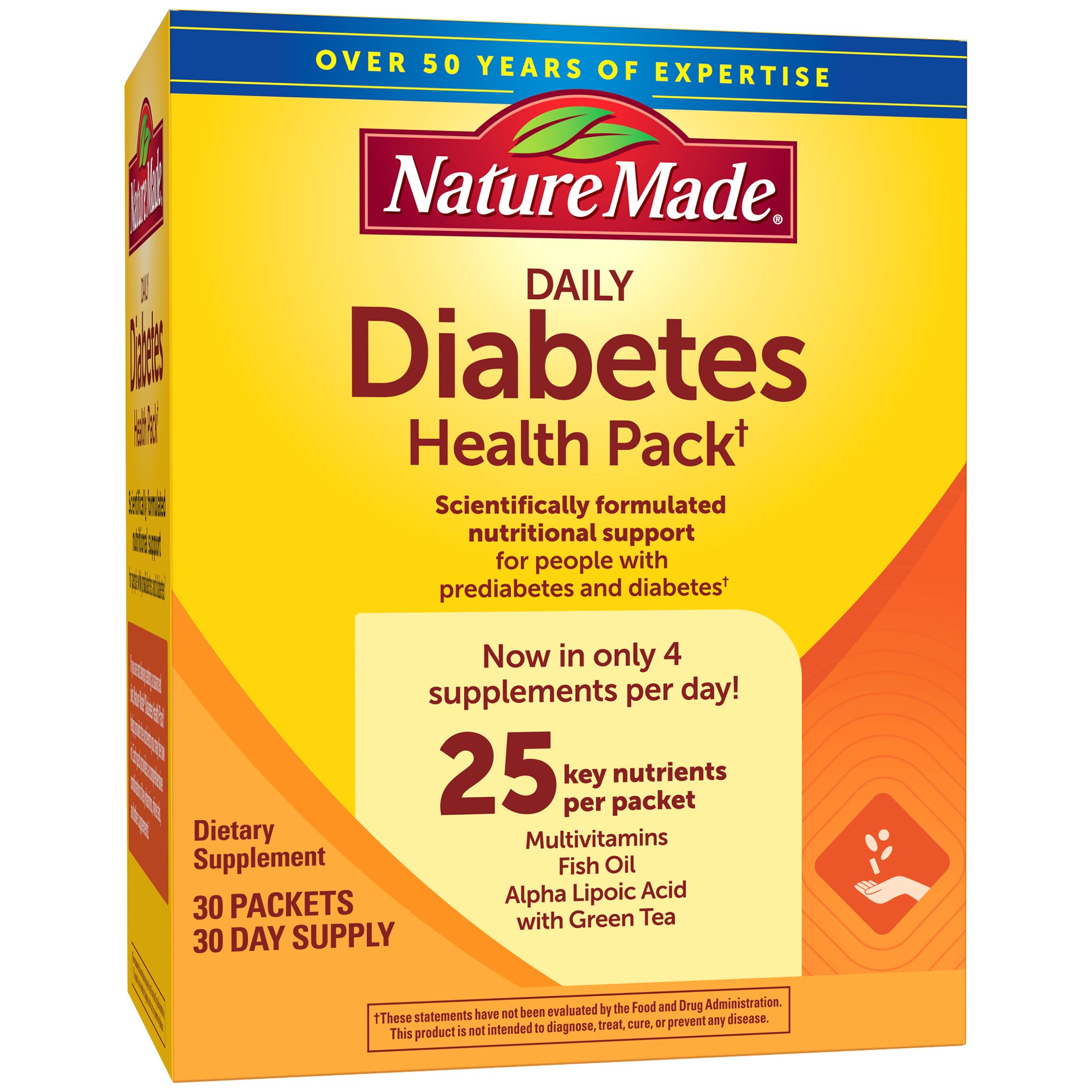 slide 1 of 6, Nature Made Daily Diabetes Health Pack, Dietary Supplement for Nutritional Support, 30 Packets, 30 Day Supply, 30 ct