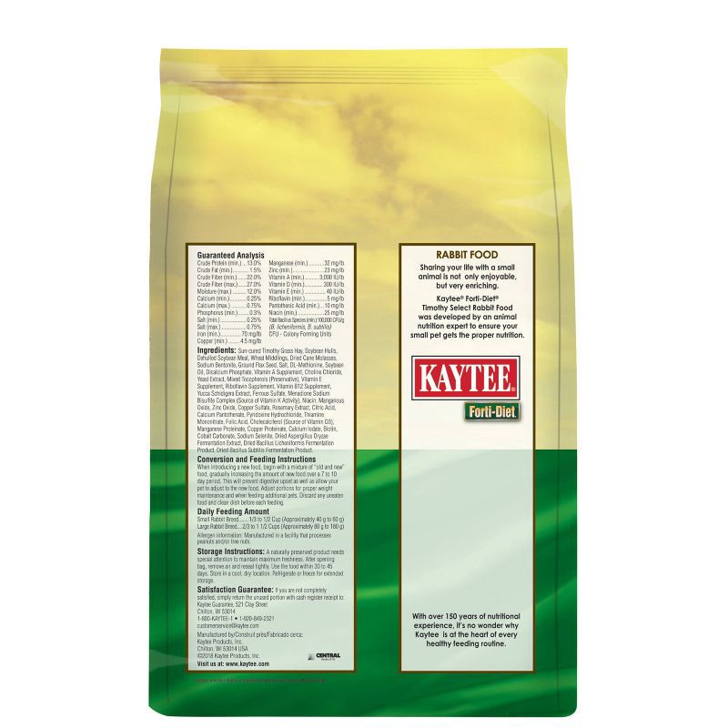 slide 2 of 3, Kaytee Forti-Diet Timothy Select Unflavored Dry Rabbit Food - 3.5lbs, 3.5 lb
