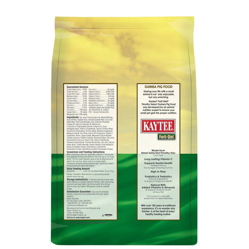 slide 2 of 7, Kaytee Forti-Diet Timothy Select Unflavored Dry Guinea Pig Food - 3.5lbs, 3.5 lb