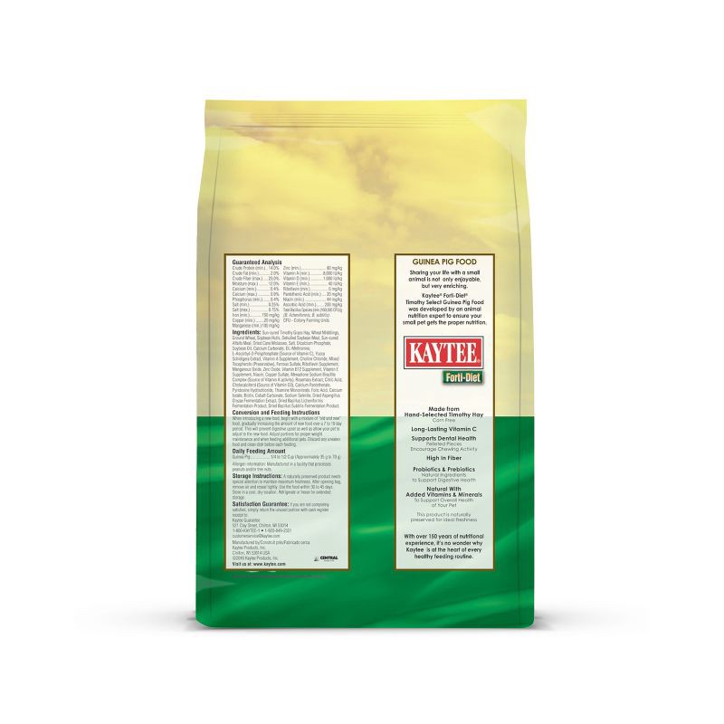 slide 9 of 9, Kaytee Forti-Diet Timothy Select Unflavored Dry Guinea Pig Food - 3.5lbs, 3.5 lb