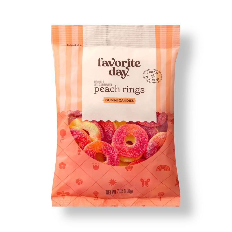 slide 1 of 3, Peach Rings Candy - 7oz - Favorite Day™, 7 oz