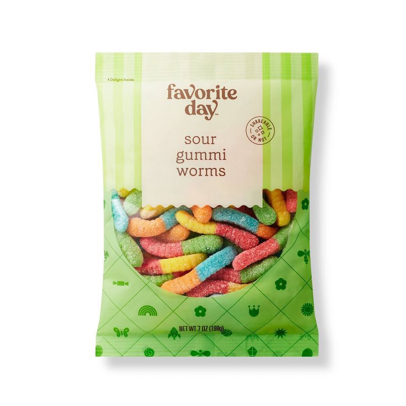 slide 1 of 3, Sour Gummi Worms Candy - 7oz - Favorite Day™, 7 oz