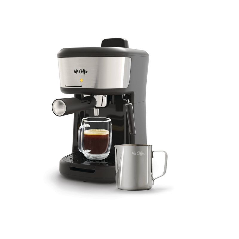 slide 1 of 1, Mr. Coffee 4-Shot Steam Espresso, Cappuccino, and Latte Maker with Stainless Steel Frothing Pitcher, 1 ct