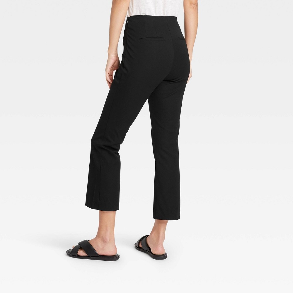 slide 2 of 3, Women's High-Rise Flare Cropped Pants - A New Day Black 4, 1 ct