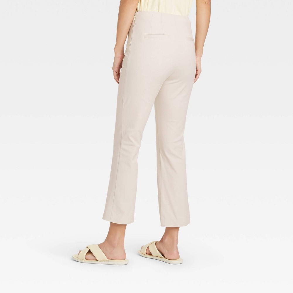 slide 2 of 3, Women's High-Rise Flare Cropped Pants - A New Day Cream 10, 1 ct