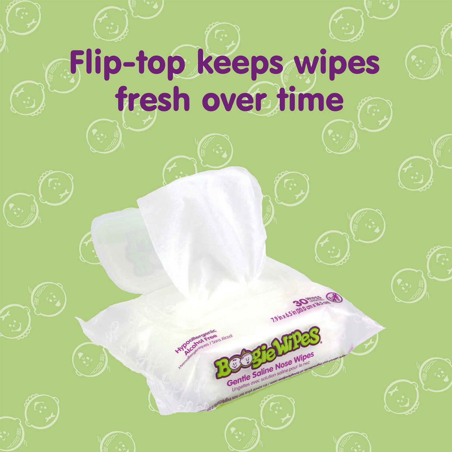 slide 3 of 6, Boogie Wipes Saline Nose Wipes, 45 ct