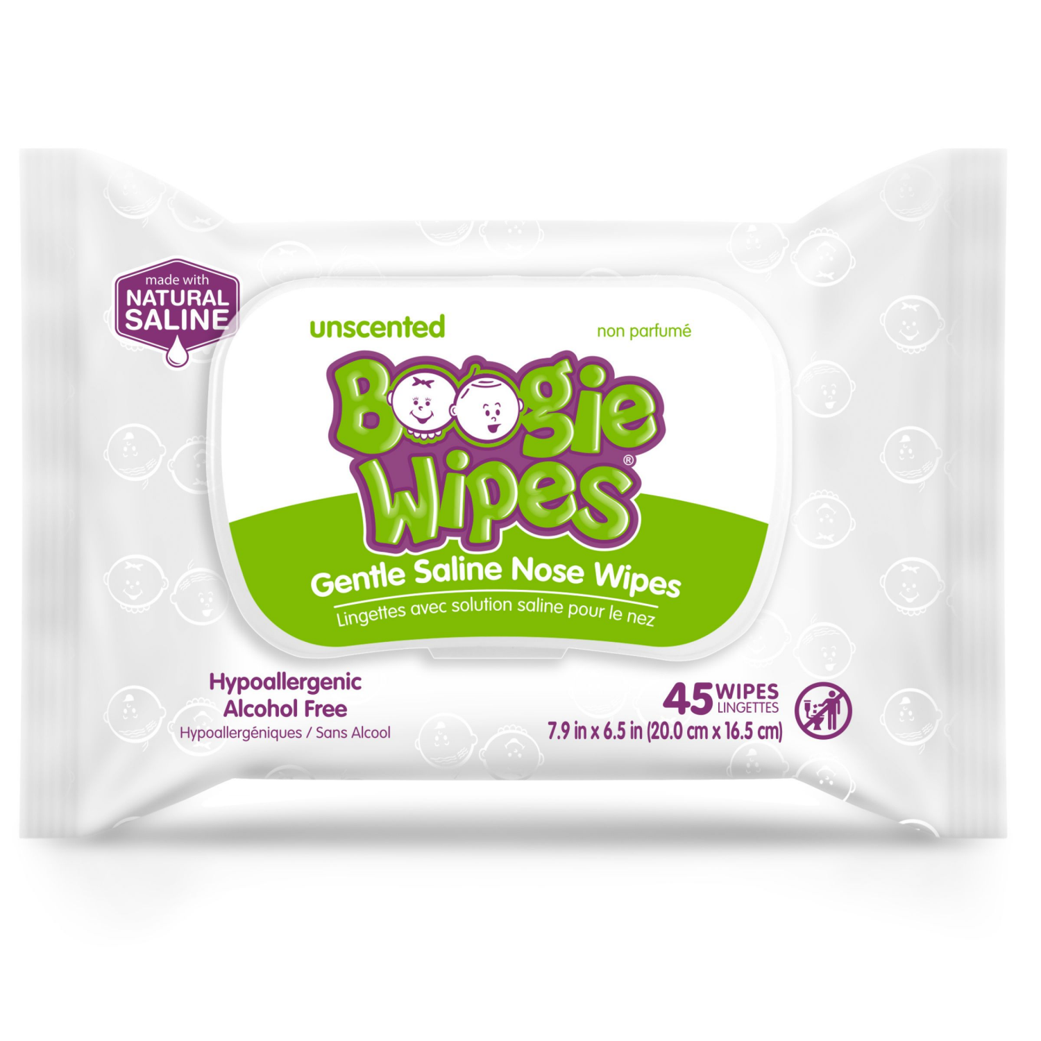 slide 1 of 6, Boogie Wipes Saline Nose Wipes, 45 ct
