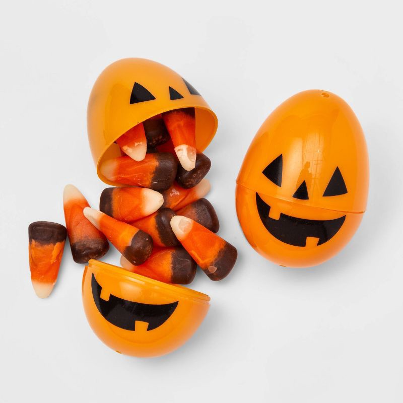 slide 2 of 3, 24ct Orange Fillable Eggs for Halloween Egg Hunt - Hyde and EEK! Boutique™: Indoor Party Decor, 2.33" Height, 24 ct