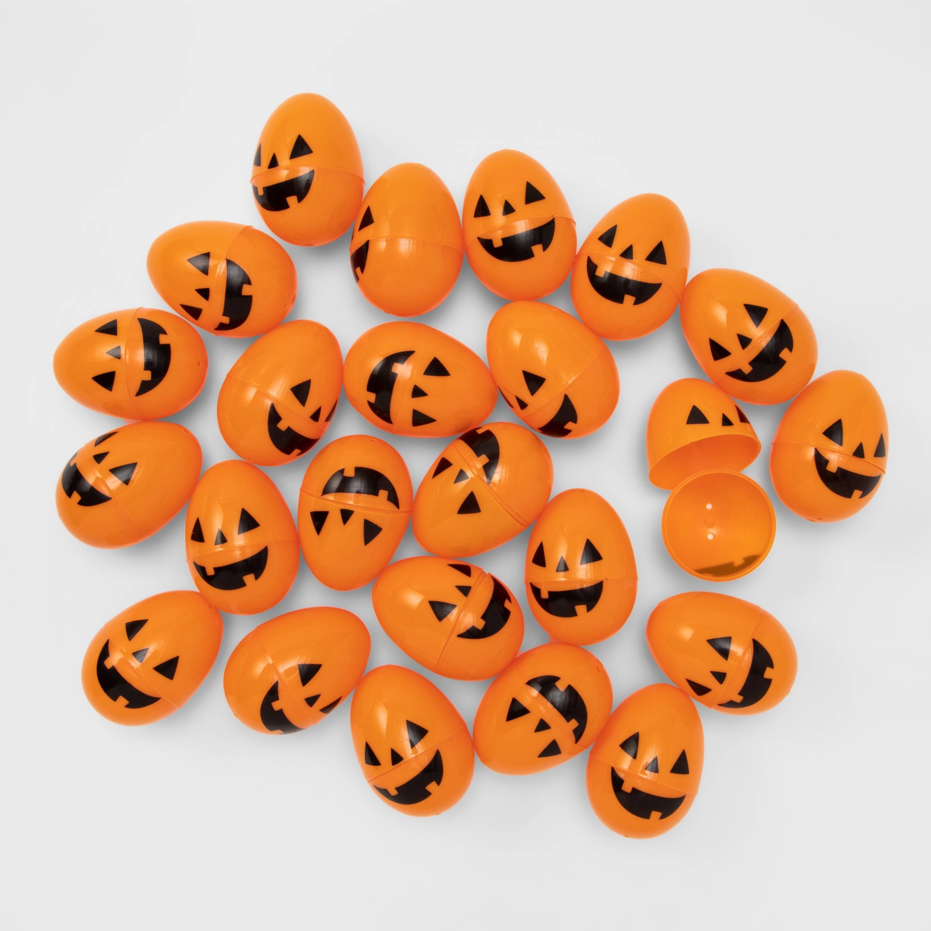 slide 1 of 3, 24ct Orange Printed Scavenger Hunt Halloween Fillable Eggs - Hyde & EEK! Boutique, 24 ct