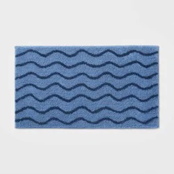 Wave Kids' Bath Rug Navy - Pillowfort™: Tufted Cotton Bath Mat, 1'8"x2'10", OEKO-TEX Certified, Machine Washable