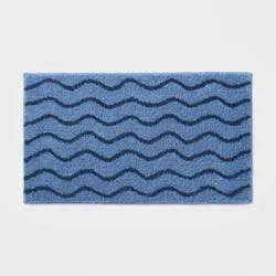 Wave Kids' Bath Rug Navy - Pillowfort™: Tufted Cotton Bath Mat, 1'8"x2'10", OEKO-TEX Certified, Machine Washable