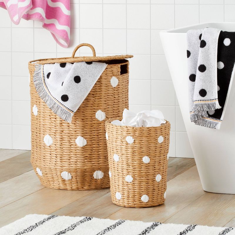 slide 2 of 3, Woven Paper Dot Kids' Wastebasket - Pillowfort™, 1 ct