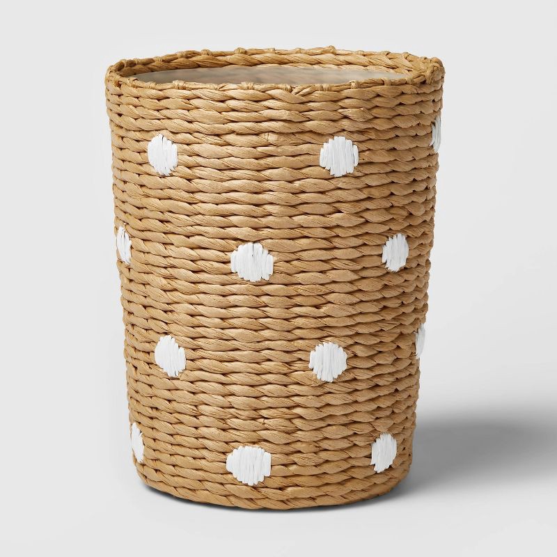slide 1 of 3, Woven Paper Dot Kids' Wastebasket - Pillowfort™, 1 ct