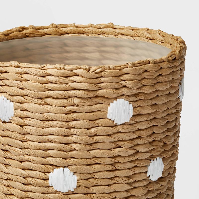slide 3 of 3, Woven Paper Dot Kids' Wastebasket - Pillowfort™, 1 ct