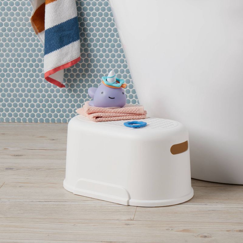 slide 2 of 3, Single Kids' Step Stool - Pillowfort™: Toddler Bathroom Stool, Plastic, No Assembly, 145 lb Capacity, White, 145 lb