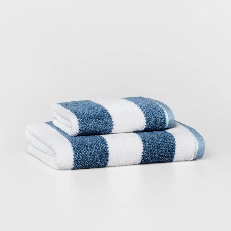 slide 4 of 4, Striped Kids' Bath Towel Navy with SILVADUR™ Antimicrobial Technology - Pillowfort™, 1 ct