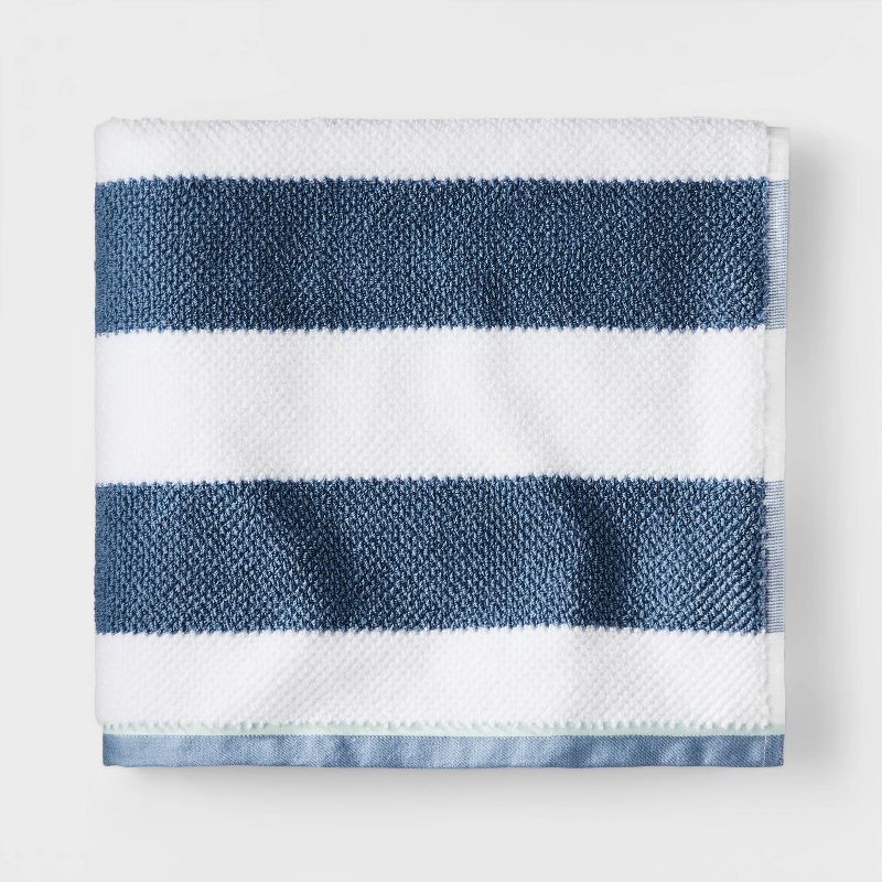 slide 1 of 4, Striped Kids' Bath Towel Navy with SILVADUR™ Antimicrobial Technology - Pillowfort™, 1 ct