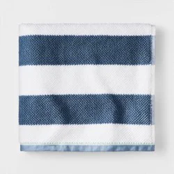 Striped Kids' Bath Towel Navy with SILVADUR™ Antimicrobial Technology - Pillowfort™
