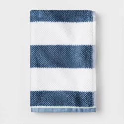 Striped Kids' Hand Towel Navy with SILVADUR™ Antimicrobial Technology - Pillowfort™: Cotton, OEKO-TEX Certified