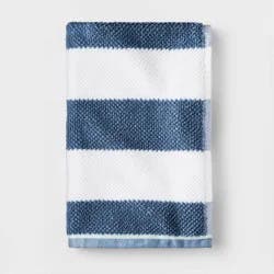 Striped Kids' Hand Towel Navy with SILVADUR™ Antimicrobial Technology - Pillowfort™: Cotton, OEKO-TEX Certified