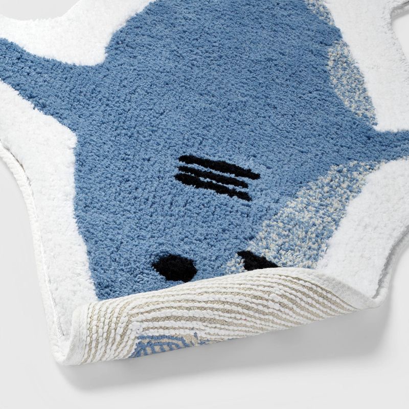 slide 4 of 4, Shark Kids' Bath Rug - Pillowfort™: Blue Cotton Tufted Kids Bathroom Mat, 1'8"x3'2", OEKO-TEX Certified, 1 ct