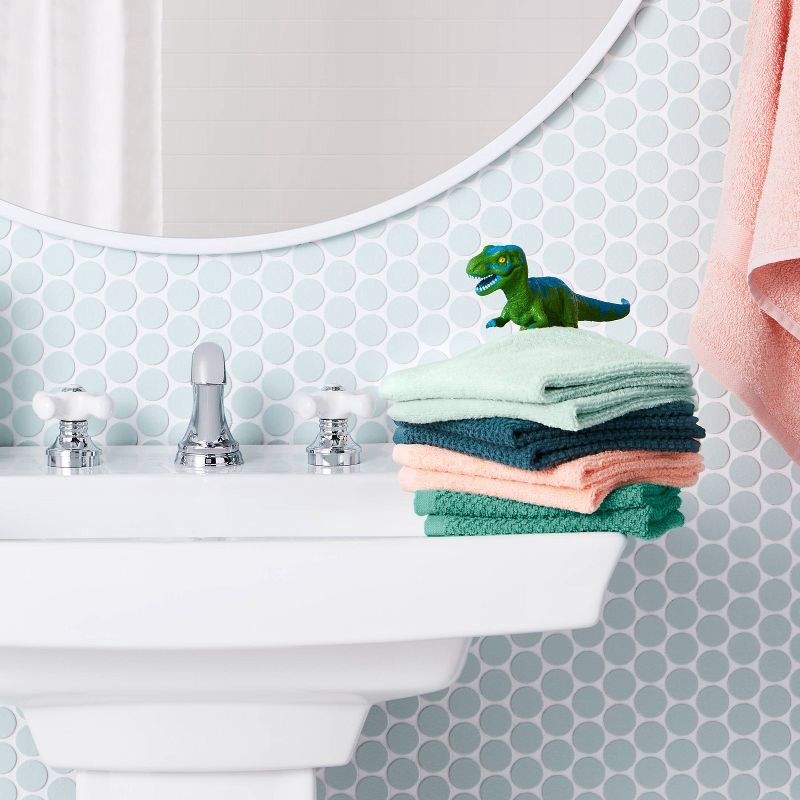 slide 2 of 4, 8pc 12"x12" Kids' Washcloth Set Boho - Pillowfort™: Midweight Cotton Terry, OEKO-TEX Certified, Machine Washable, 8 ct