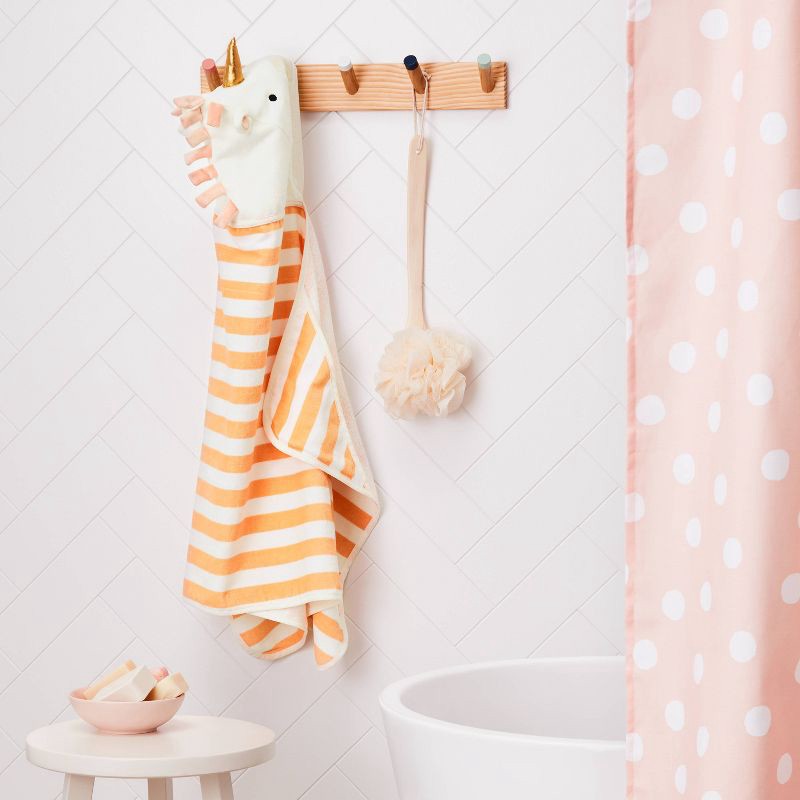 slide 2 of 4, 25"x50" Unicorn Kids' Hooded Towel - Pillowfort™: Cotton Velour, Lightweight, Machine Washable, OEKO-TEX Certified, 1 ct