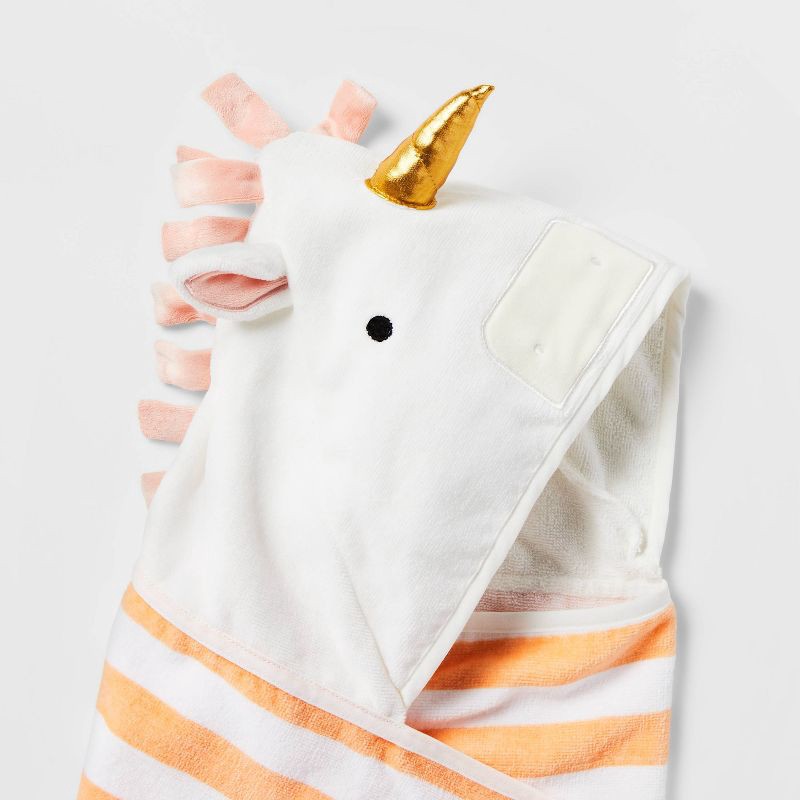 slide 3 of 4, 25"x50" Unicorn Kids' Hooded Towel - Pillowfort™: Cotton Velour, Lightweight, Machine Washable, OEKO-TEX Certified, 1 ct