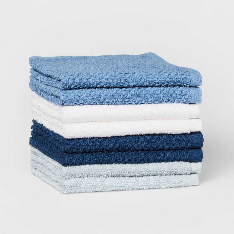 slide 1 of 4, 8pc 12"x12" Kids' Washcloth Set Blue - Pillowfort™, 8 ct