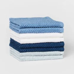 8pc 12"x12" Kids' Washcloth Set Blue - Pillowfort™: Cotton Terry Face Towels, Machine Washable, OEKO-TEX Certified