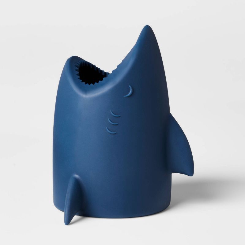 slide 3 of 3, Kids' Toothbrush Holder Shark Blue - Pillowfort™: Fun Bathroom Accessory, Silicone, Animal Pattern, 1 ct