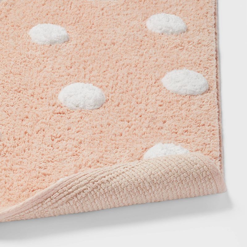 slide 4 of 4, Polka Dot Kids' Bath Rug Pink - Pillowfort™: Tufted Cotton Bathroom Mat, 1'8"x2'10", OEKO-TEX Certified, 1 ct