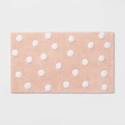 Polka Dot Kids' Bath Rug Pink - Pillowfort™: Tufted Cotton Bathroom Mat, 1'8"x2'10", OEKO-TEX Certified