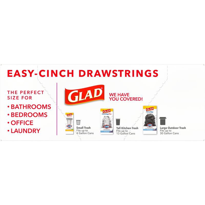 slide 11 of 11, Glad Drawstring Small Trash Bags - Lemon Fresh Bleach - 4gal - 34ct, 34 ct; 4 gal