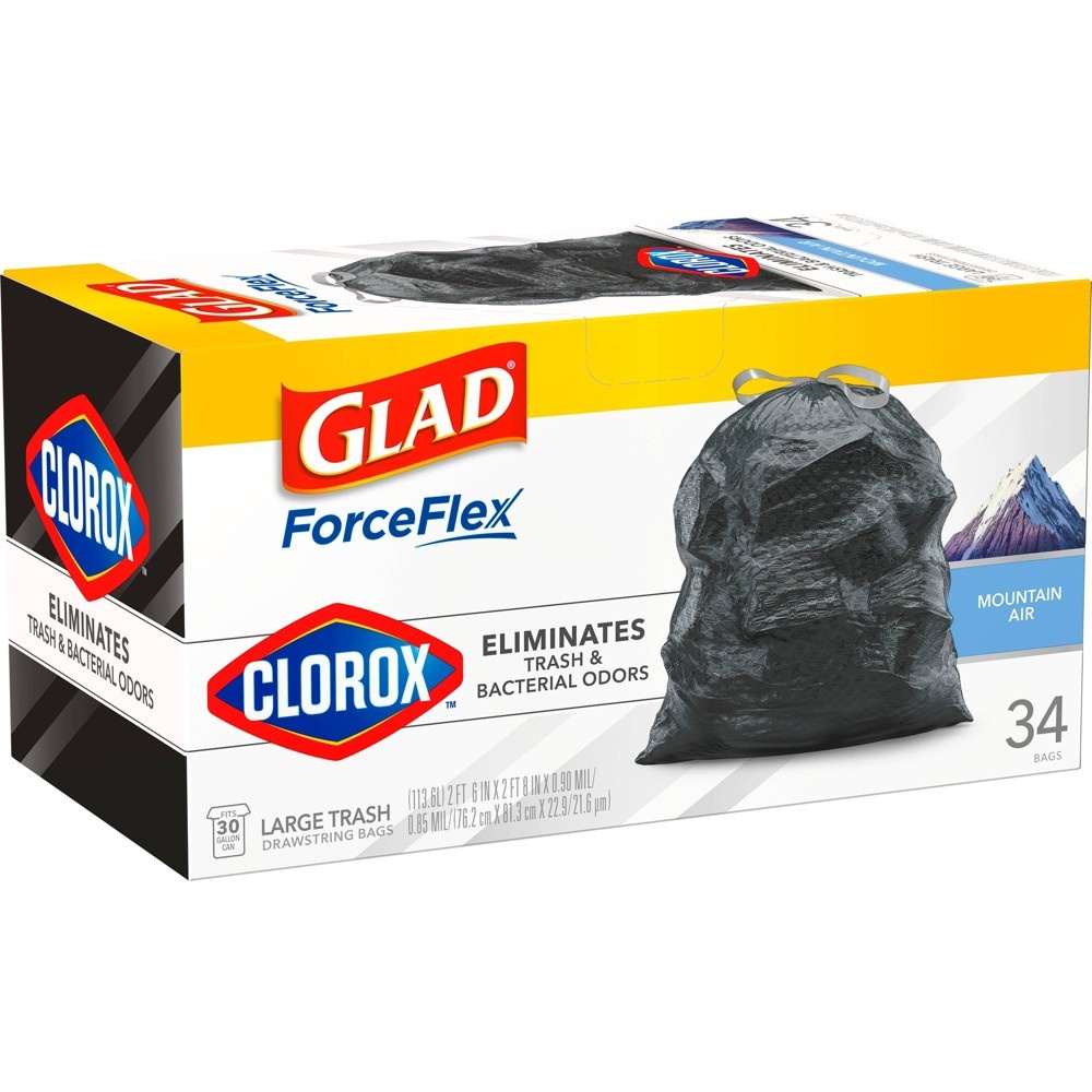 Glad Forceflex Large Drawstring Black Trash Bags - 30 Gallon - 34ct : Target