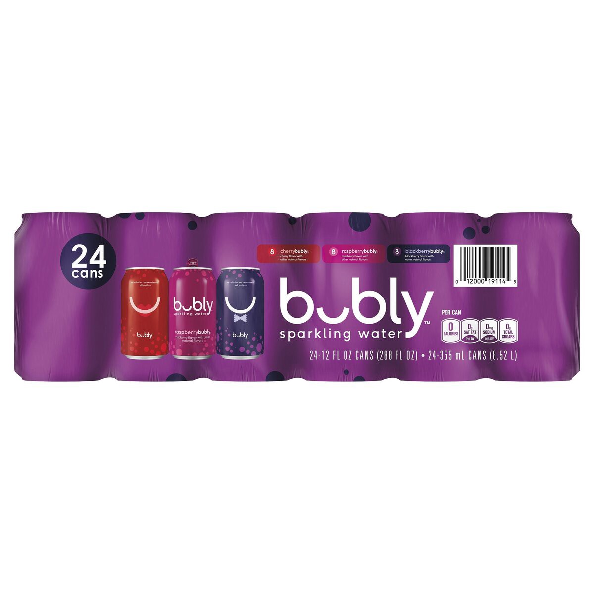 slide 1 of 2, bubly Flavored Water - 12 fl oz, 24 ct