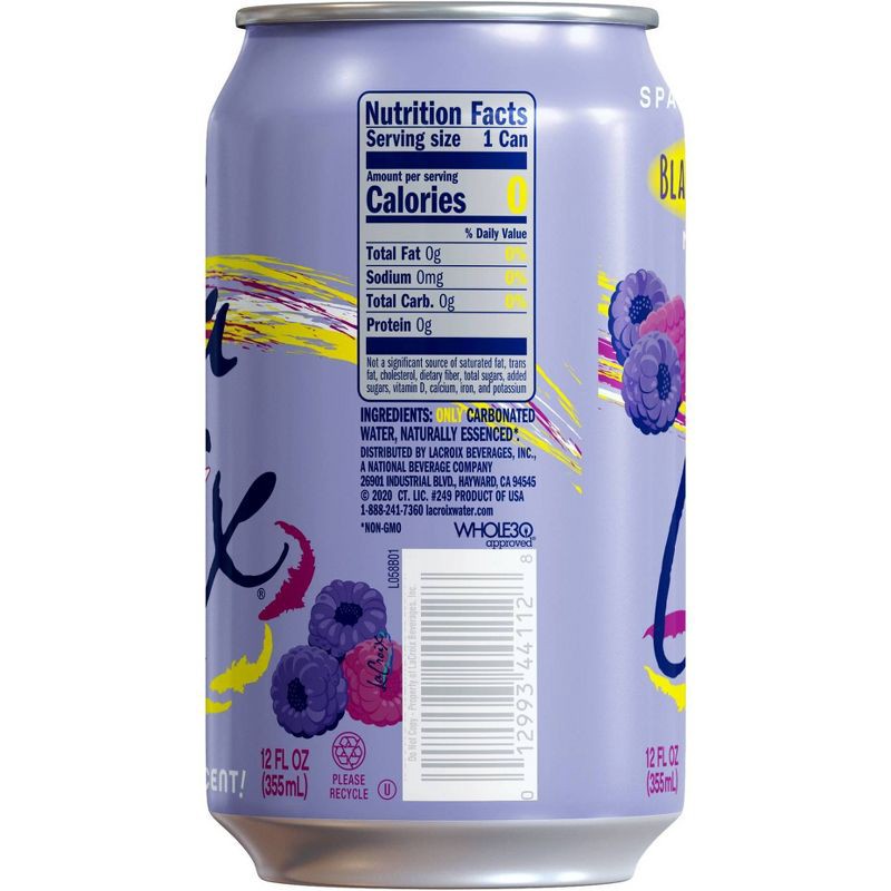 slide 6 of 6, LaCroix Sparkling Water Black Razzberry - 8pk/12 fl oz Cans, 8 ct; 12 fl oz