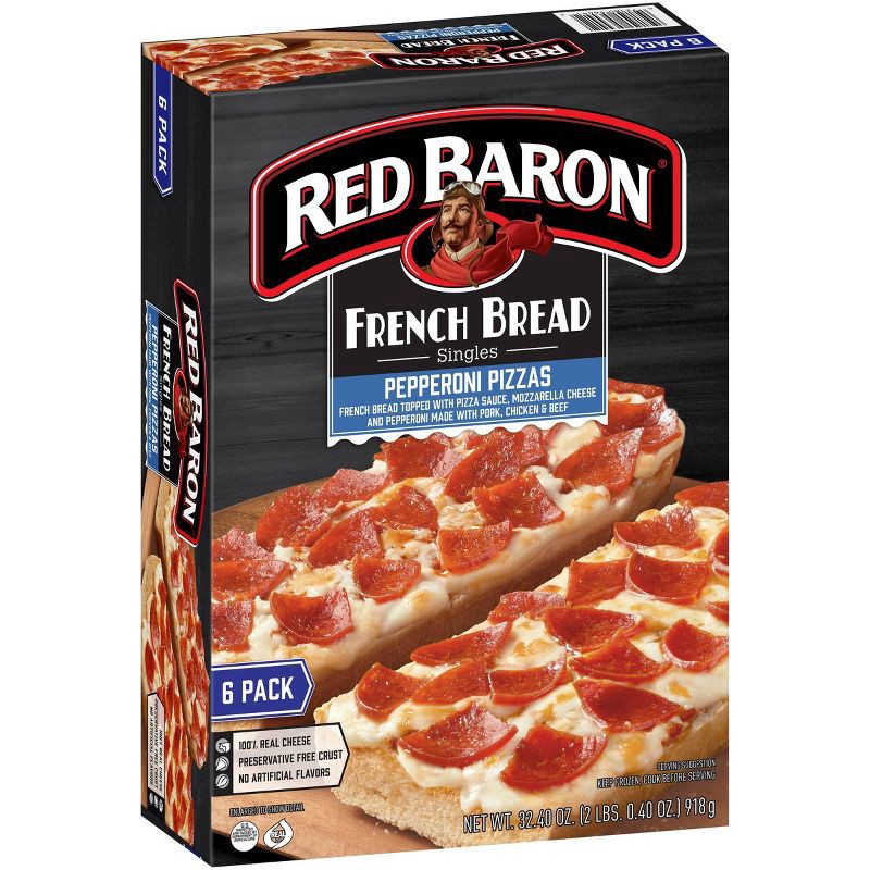 slide 3 of 7, Red Baron Pepperoni French Bread Personal Frozen Pizza - 32.4oz/6ct, 32.4 oz, 6 ct