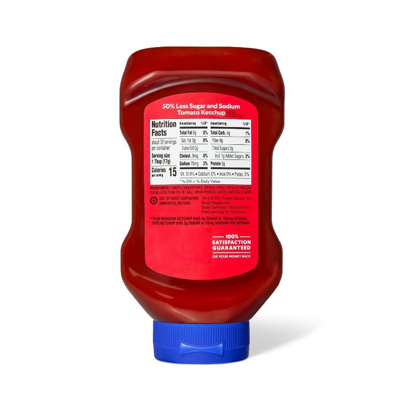 slide 2 of 3, Tomato Ketchup 50% Reduced Sugar and Sodium - 19.5oz - Market Pantry™, 19.5 oz