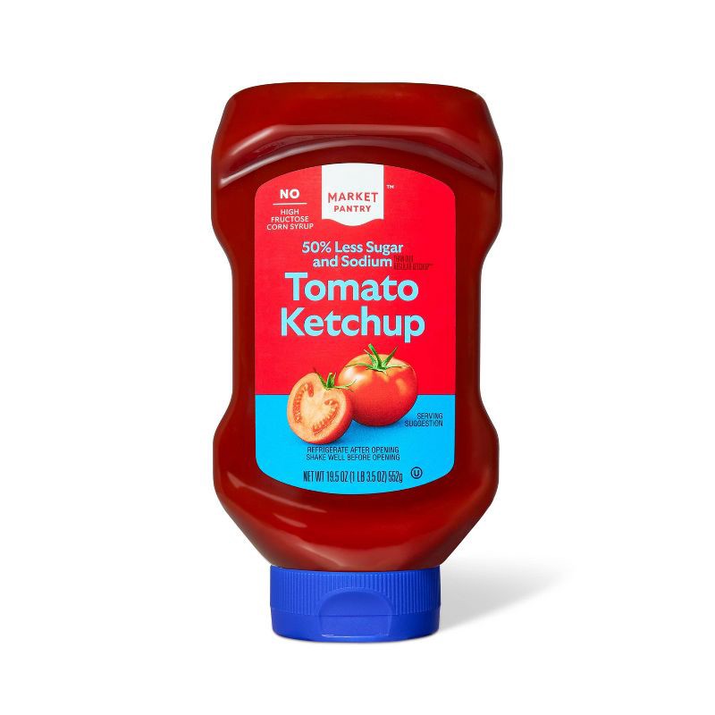 slide 1 of 3, Tomato Ketchup 50% Reduced Sugar and Sodium - 19.5oz - Market Pantry™, 19.5 oz