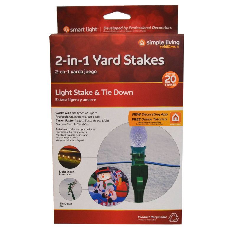 slide 1 of 1, 20ct 2-in-1 Yard Stakes - Simple Living Solutions, 20 ct