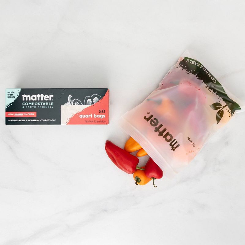 slide 2 of 9, Matter Compostable Quart Bags - 50ct, 50 ct