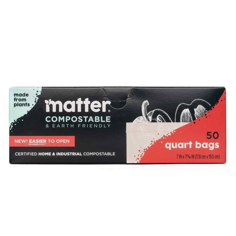 slide 1 of 9, Matter Compostable Quart Bags - 50ct, 50 ct