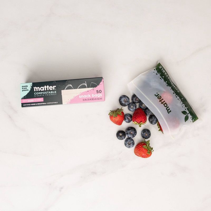 slide 2 of 9, Matter Compostable Snack Bags - 50ct, 50 ct